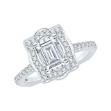 Shah Luxury 14K White Gold Emerald Cut Diamond Halo Vintage Engagement Ring with Euro Shank (Semi-Mount) photo 2