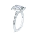 Shah Luxury 14K White Gold Emerald Cut Diamond Halo Vintage Engagement Ring with Euro Shank (Semi-Mount) photo 3