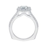 Shah Luxury 14K White Gold Emerald Cut Diamond Halo Vintage Engagement Ring with Euro Shank (Semi-Mount) photo 4