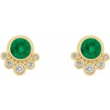 14K Yellow Emerald & 1/8 CTW Diamond Earrings photo 2