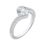 Shah Luxury 14K White Gold Pear Diamond Promise Engagement Ring (Semi-Mount) photo 2