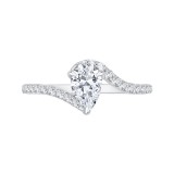 Shah Luxury 14K White Gold Pear Diamond Promise Engagement Ring (Semi-Mount) photo
