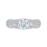 Shah Luxury 14K White Gold Round Diamond Engagement Ring with Split Shank (Semi-Mount) photo