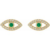 14K Yellow Emerald & White Sapphire Earrings photo 2