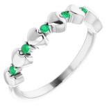 14K White Emerald Stackable Heart Ring photo