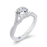 Shah Luxury Round Diamond Engagement Ring In 14K White Gold with Split Shank (Semi-Mount) photo 2