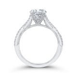 Shah Luxury Round Diamond Engagement Ring In 14K White Gold with Split Shank (Semi-Mount) photo 4
