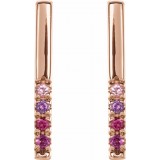 14K Rose Pink Multi-Gemstone French-Set Bar Earrings photo 2