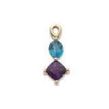 14K Yellow 10X8 Oval Blue Topaz 10mm Cush Amethyst Pendant photo