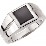 14K White 8 mm Square Onyx Ring photo