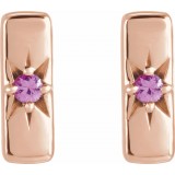 14K Rose Pink Sapphire Starburst Bar Earrings photo 2