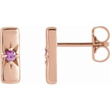 14K Rose Pink Sapphire Starburst Bar Earrings photo