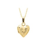 14K Yellow Gold engraved Heart Child's Locket photo 2