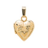 14K Yellow Gold engraved Heart Child's Locket photo