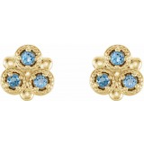 14K Yellow Aquamarine Three-Stone Earrings photo 2