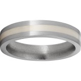 Titanium Flat Band with a 2mm Sterling Silver Inlay and Satin Finish photo