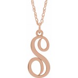 14K Rose Script Initial S 16-18 Necklace photo