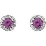 14K White 4 mm Round Amethyst & 1/10 CTW Diamond Earrings photo 2