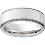 Serinium Flat Band with Milgrain Textured Edges and Satin Finish photo