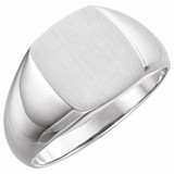 14K White 13x12 mm Rectangle Signet Ring photo