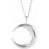 14K White Crescent Moon 16-18 Necklace photo