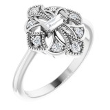 14K White 1/6 CTW Diamond Vintage-Inspired Ring photo