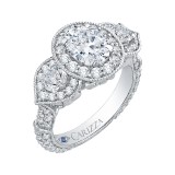Shah Luxury 14K White Gold Oval Diamond Halo Engagement Ring (Semi-Mount) photo 2
