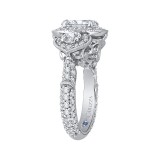 Shah Luxury 14K White Gold Oval Diamond Halo Engagement Ring (Semi-Mount) photo 3