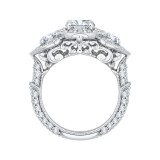 Shah Luxury 14K White Gold Oval Diamond Halo Engagement Ring (Semi-Mount) photo 4