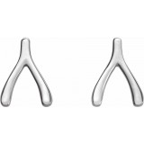 14K White Wishbone Earrings photo 2