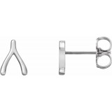 14K White Wishbone Earrings photo