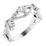 14K White 1/8 CTW Diamond Vintage-Inspired Anniversary Band photo