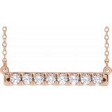 14K Rose 1/2 CTW Diamond French-Set Bar 18 Necklace photo