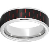 Serinium Pipe Cut Band with Black and Red Carbon Fiber Inlay photo