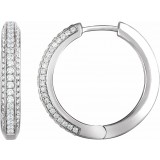 14K White 3/4 CTW Diamond Hoop Earrings photo