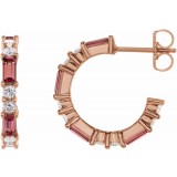 14K Rose Pink Tourmaline & 1/2 CTW Diamond Earrings photo