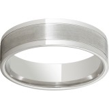 Modern Gold 6mm 10K White Gold Ring with Grooved Edges and Satin Finish photo