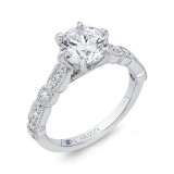 Shah Luxury Round Cut Diamond Engagement Ring In 14K White Gold (Semi-Mount) photo 2