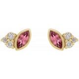 14K Yellow Pink Tourmaline & .05 CTW Diamond Earrings photo 2