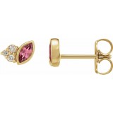 14K Yellow Pink Tourmaline & .05 CTW Diamond Earrings photo