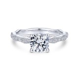 Gabriel & Co. 14k White Gold Victorian Straight Engagement Ring photo