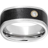 Serinium Square Band with Black CeramicInlay, One 6-Point Diamond and Stone finish photo