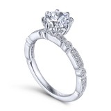 Gabriel & Co. 14k White Gold Victorian Straight Engagement Ring photo 3