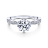 Gabriel & Co. 14k White Gold Victorian Straight Engagement Ring photo