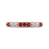 Shah Luxury 14K Two-Tone Gold Round Diamond and Ruby Wedding Band photo