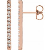 14K Rose 1/3 CTW Diamond French-Set Bar Earrings photo