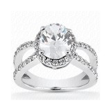 14k White Gold Diamond Semi-Mount Halo Engagement Ring photo
