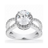 14k White Gold Diamond Semi-Mount Halo Engagement Ring photo