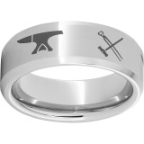 Serinium Beveled Edge Band with a Blacksmith Laser Engraving photo