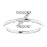 14K White .06 CTW Diamond Initial Z Ring photo 3